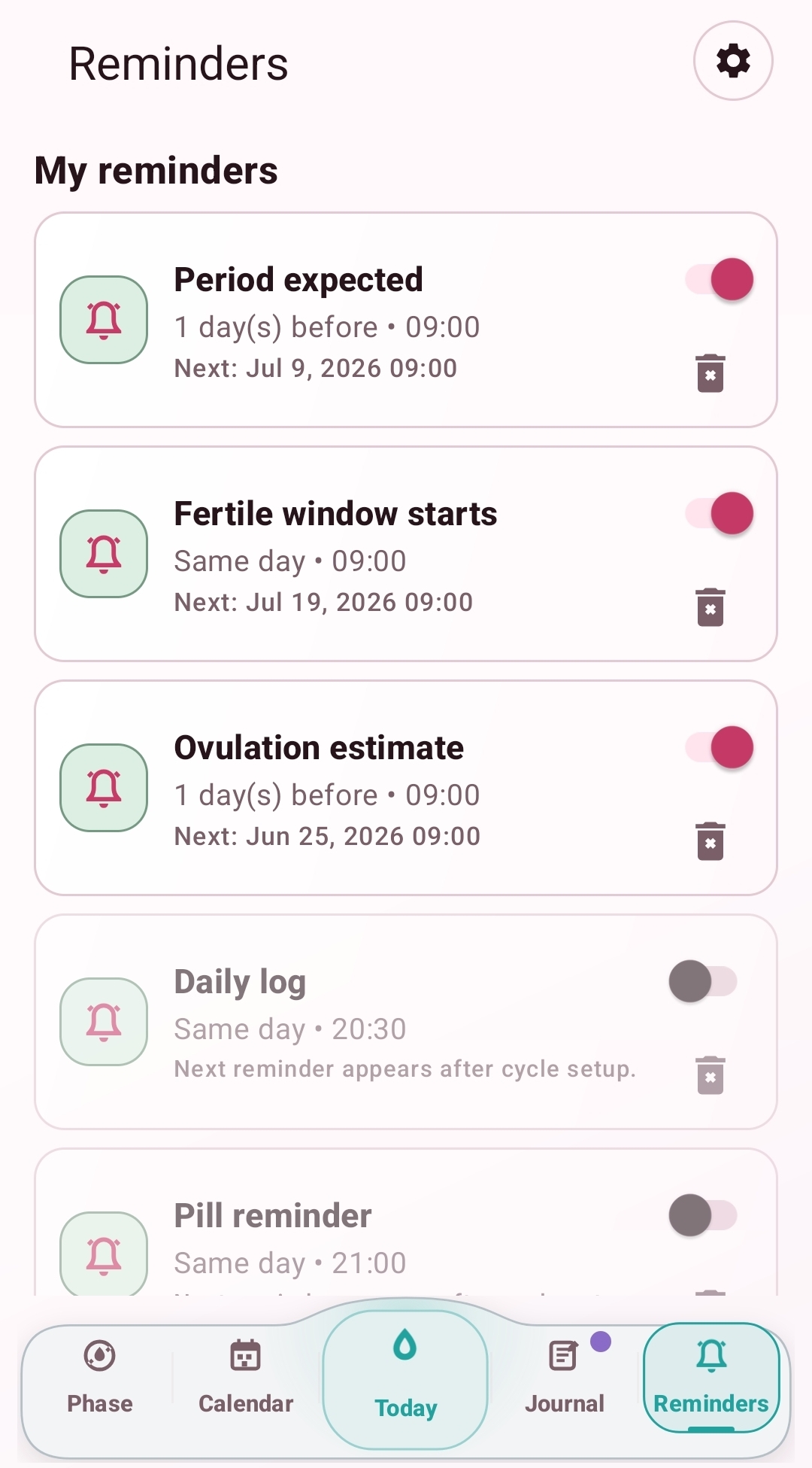 Privacy settings screenshot