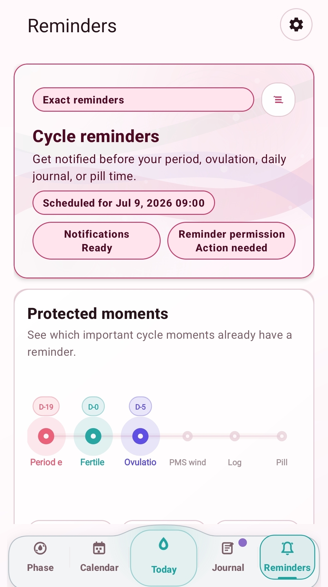 Reminder setup screenshot